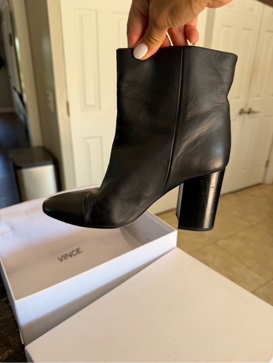 Vince Shoes - Vince Black Leather Mid-Calf Block Heel Booties